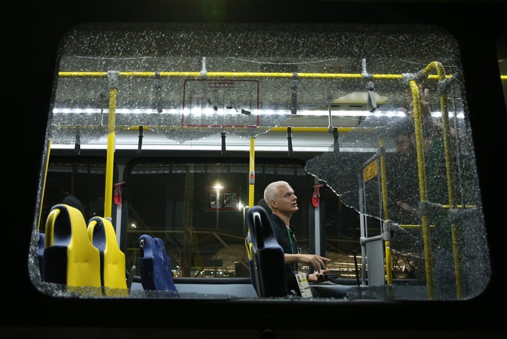 A smashed window on the media bus