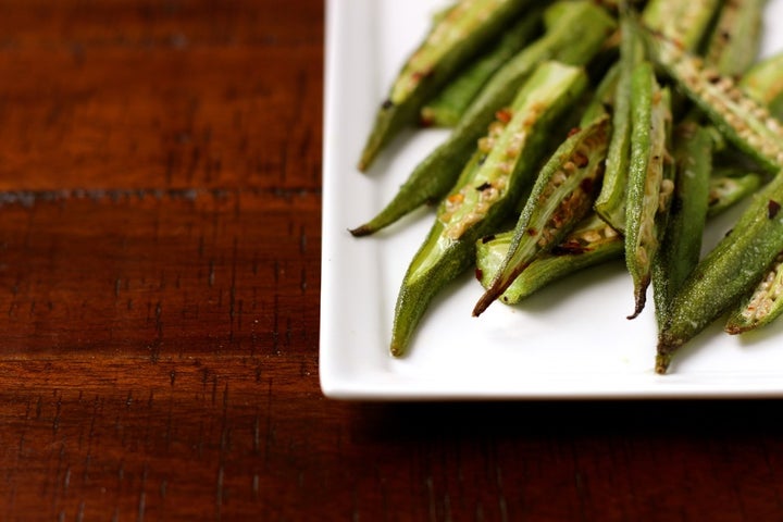 Roasted Okra with Chili Oil 