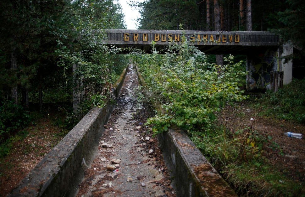 The disused bobsleigh track from the Sarajevo 1984 Winter Olympics is seen&nbsp;in 2013.
