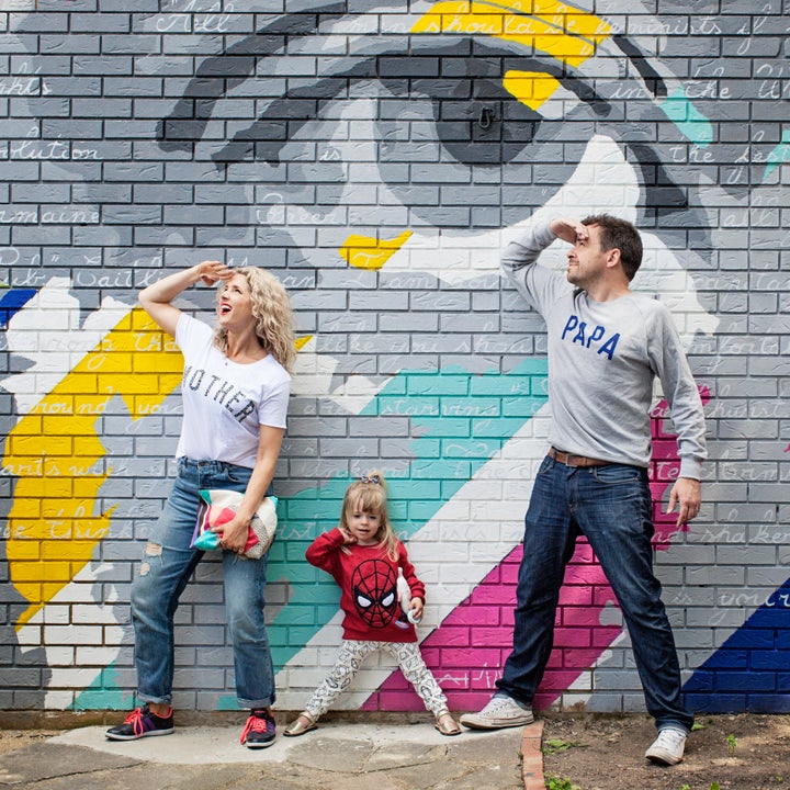 Anna Whitehouse with her husband Matt and their daughter Mae.