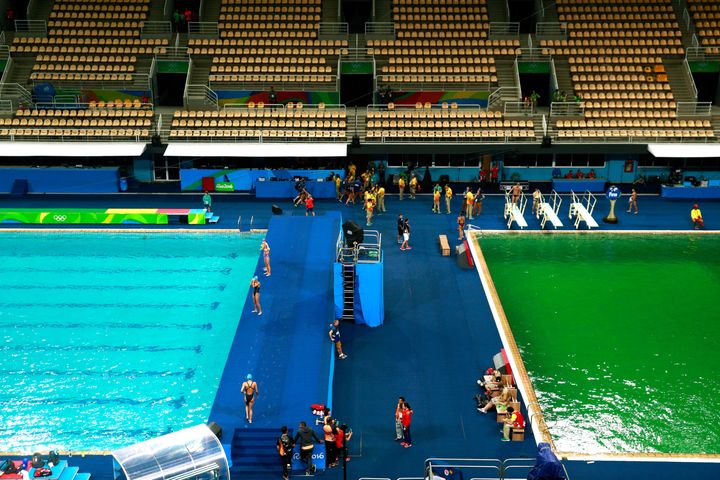 General view of the diving pool at Maria Lenk Aquatics Centre on Day 4 of the Rio 2016 Olympic Games at Maria Lenk Aquatics Centre on August 9, 2016 in Rio de Janeiro, Brazil.