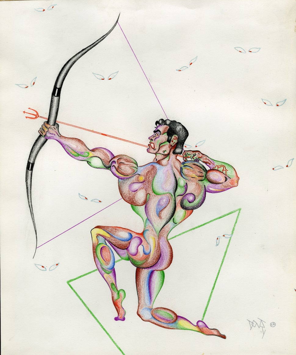 "Don Tonry Archer," 1952, graphite and crayon on paper.