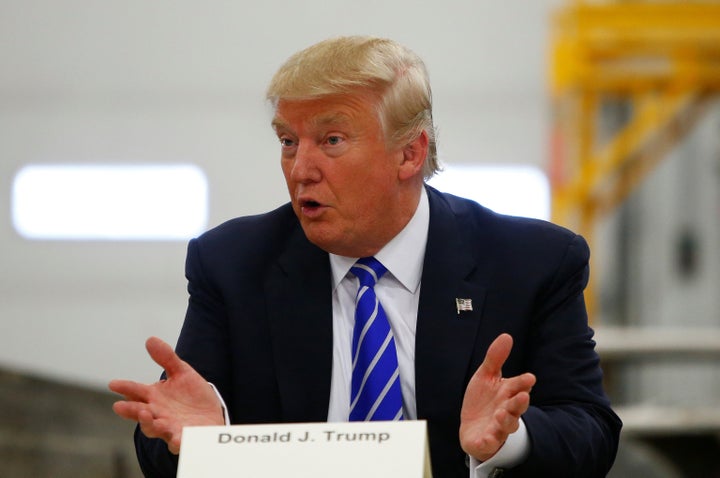 Republican U.S. presidential nominee Donald Trump attends a coal mining round table discussion at Fitzgerald Peterbilt in Gla