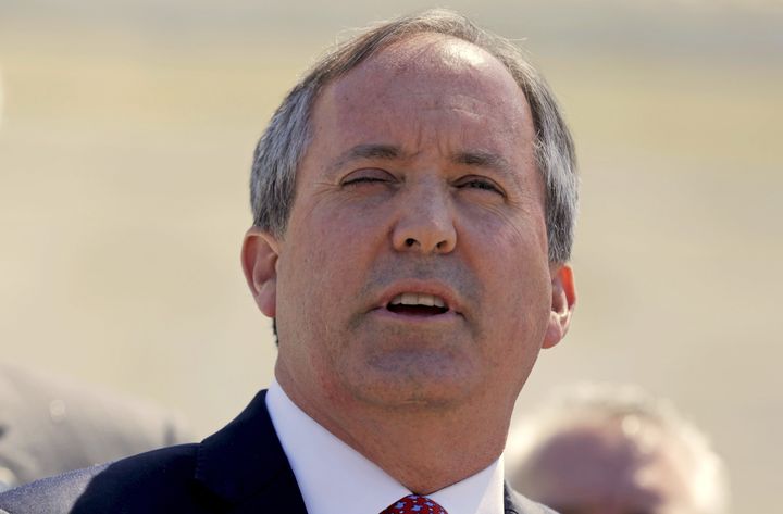Texas Attorney General Ken Paxton speaks outside the U.S. Supreme Court in Washington, D.C. on April 18, 2016.