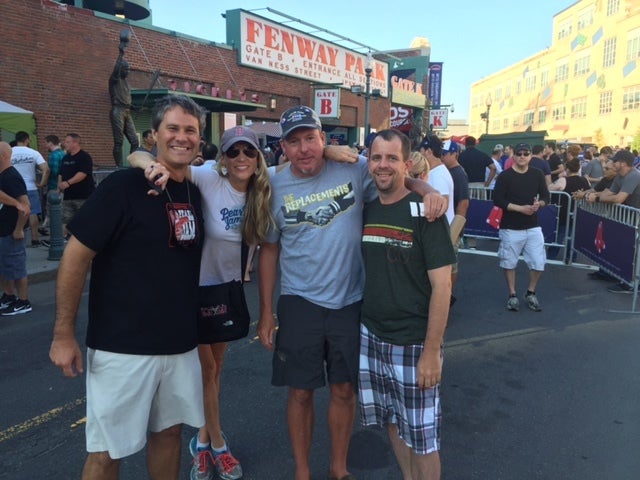 Matt and I with our friend, Dave, whom we first met at a London show. We first met our friend, Mike (on the far right) at a S