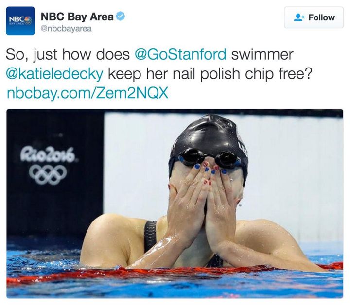 NBC's deleted tweet on Katie Ledecky’s nail polish.