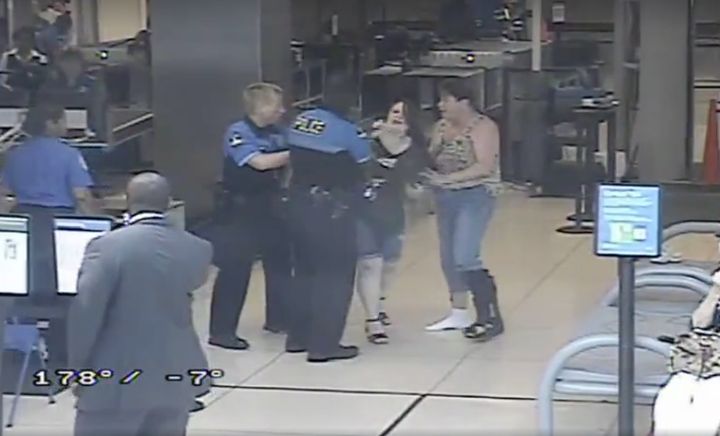 Hannah Cohen, 19, of Chattanooga, Tennessee, is seen during a 2015 confrontation with airport security agents and airport police in Memphis.