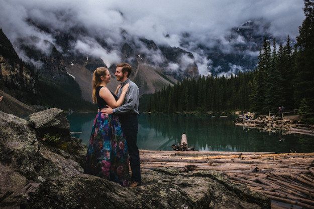 The couple changed out of their hiking clothes and into something a little dressier for a few shots. 