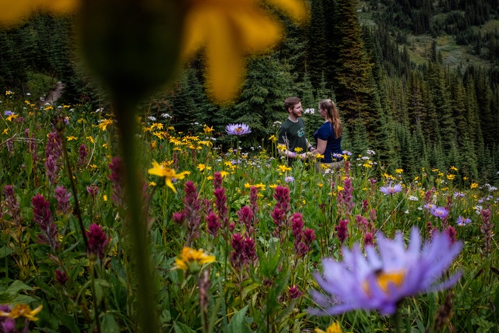 The couple hiked around the area the week before the shoot and loved the scenery.