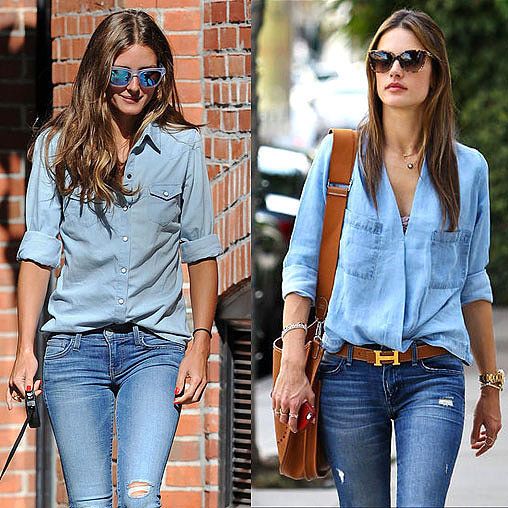 Alessandra Ambrosio Dark Blue Straight Fit Jeans Street Style