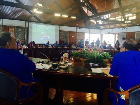 The Pacific Islands Forum Ministers meeting watching the game during a high level session, as you do.