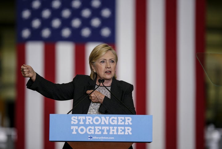 Hillary Clinton cast herself as a champion of working people during a speech in Warren, Michigan on Thursday, Aug. 11, 2016.