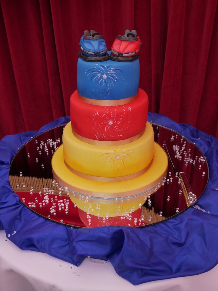 The themed wedding cake. 