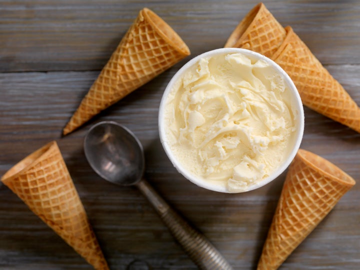 Sugar cones and a pint of ice cream.