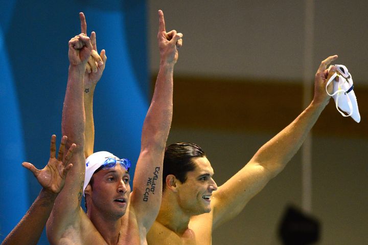 Gilot's tattoo can be seen in this photo from the 32nd LEN European swimming championships on August 18, 2014 in Berlin.