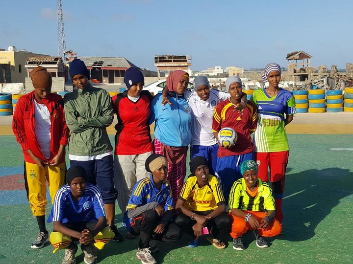 Young girls participating in sports at the Mogadishu One Stop Youth Centre.