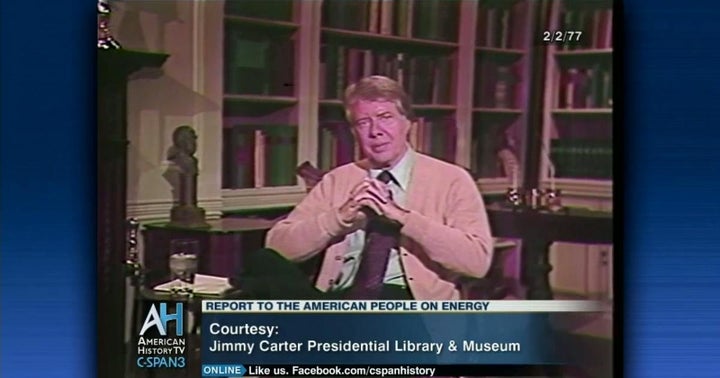 Can't wear a sweater and be President - reminds people of Mister Rogers.