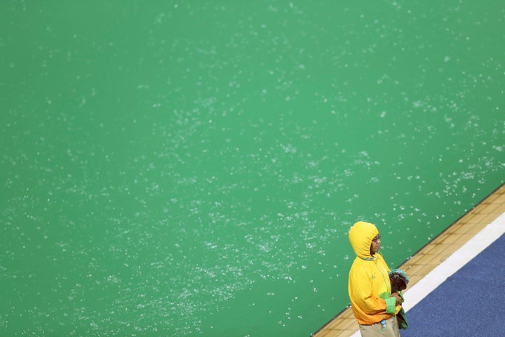 The diving pool is still green on Wednesday.