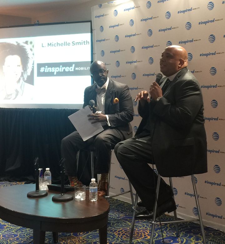 Left: Alfred Edmond, Jr. Right: Rev. Run. at AT&T #InspiredMobility session at the National Association of Black Journalists Convention in Washington D.C. August 5, 2016. 