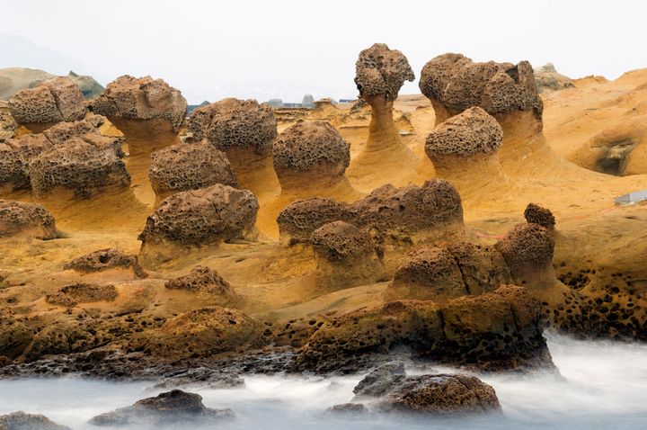 Yehliu Geopark is famous for the coastal rock formations carved by sea erosions.