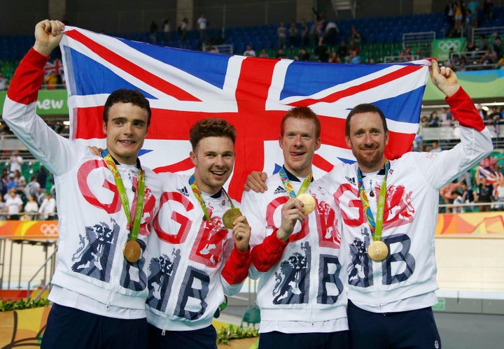 Steven Burke, Owain Doull, Ed Clancy and Bradley Wiggins.