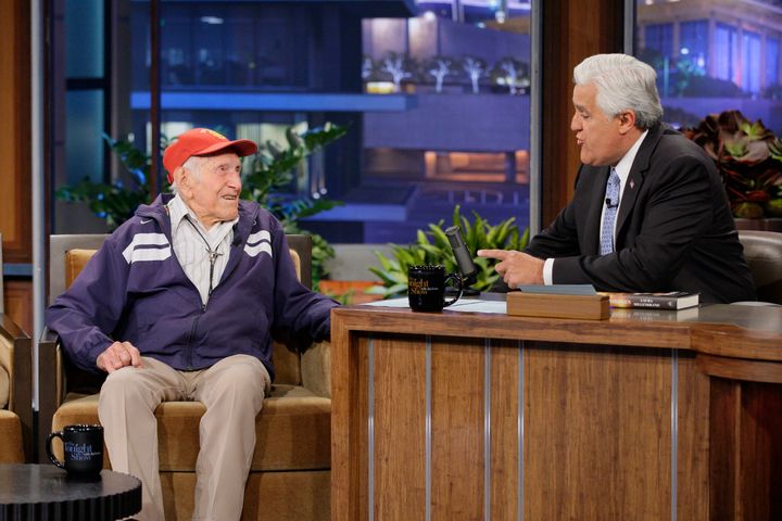 Louis Zamperini - then 95 - during an interview with host Jay Leno in 2012.