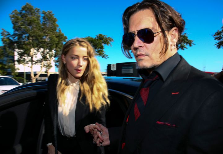 Johnny Depp and Amber Heard arrive together at an Australian court in April 2016. 