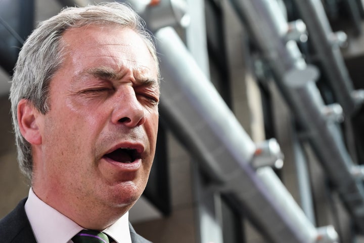 Nigel Farage, speaks with journalists in the press room of an EU summit in Brussels on Tuesday, June 28.