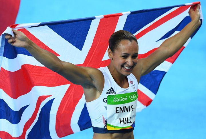 Britain's Jessica Ennis-Hill celebrates after she won silver in the Women's Heptathlon.