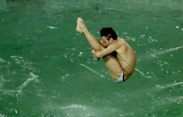 The diving pool turned a murky shade of green