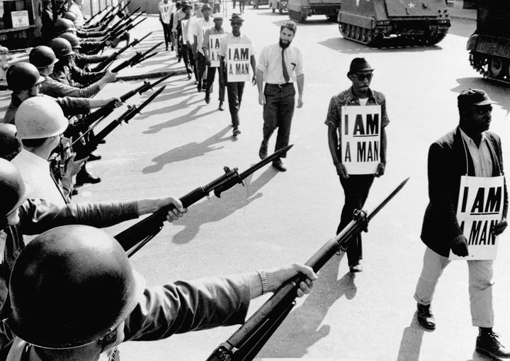 On March 29, 1968 Memphis Sanitation Workers marched during a strike for better wages and working conditions. Dr. Martin Luther King joined their protest, which led to his assassination. Learn More.