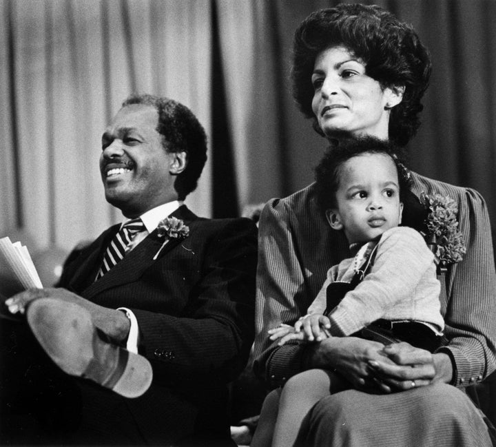 D.C. Mayor Marion Barry with his wife Effi and son Christopher in 1982.