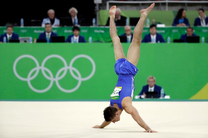 <strong>Whitlock's routine included a diagonal tumble, two landings and a superb handstand</strong>