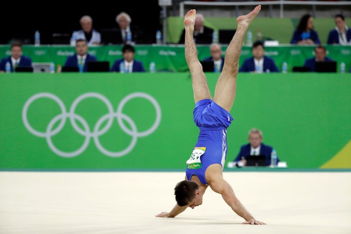 Whitlock's routine included a diagonal tumble, two landings and a superb handstand