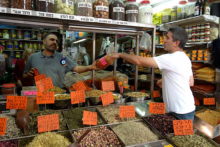 Chef Michael Solomonov at the Levinsky spice marketin Tel Aviv in a scene from In Search of Israeli Cuisine