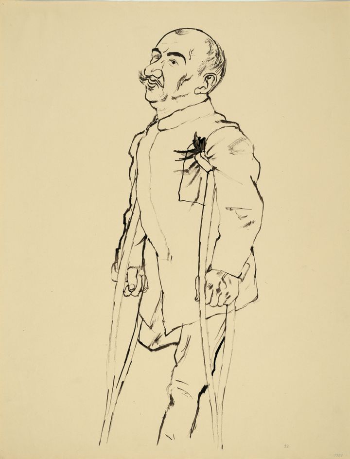 War Cripple © Estate of George GroszCourtesy Akim Monet Side by Side Gallery, BerlinGeorge GROSZ (1893 - 1959)KriegskrüppelWar CrippleBrush, reed pen and pen and ink on paper59,4 x 46,1 cm1923Stamped on the reverse “GEORGE GROSZ NACHLASS” and numbered 2-129-6