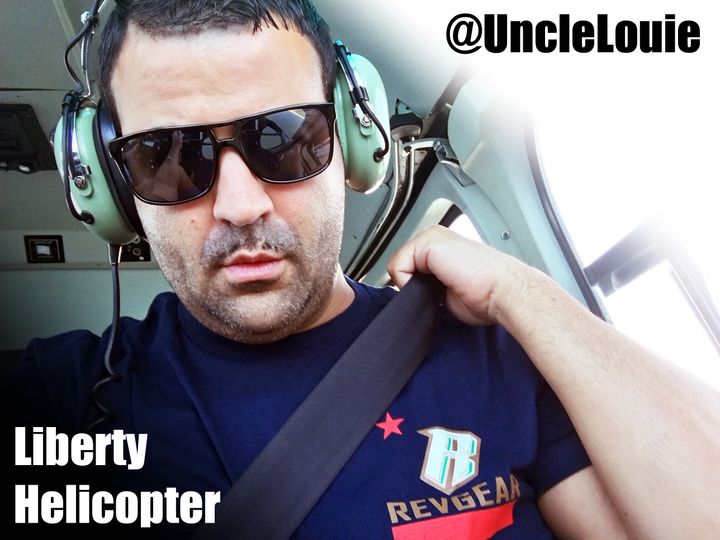 Uncle Louie aboard a Liberty Helicopter above New York City