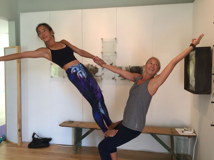 Balancing pose by Yvette Chang & Jesse Falk at Hamptons Yoga.