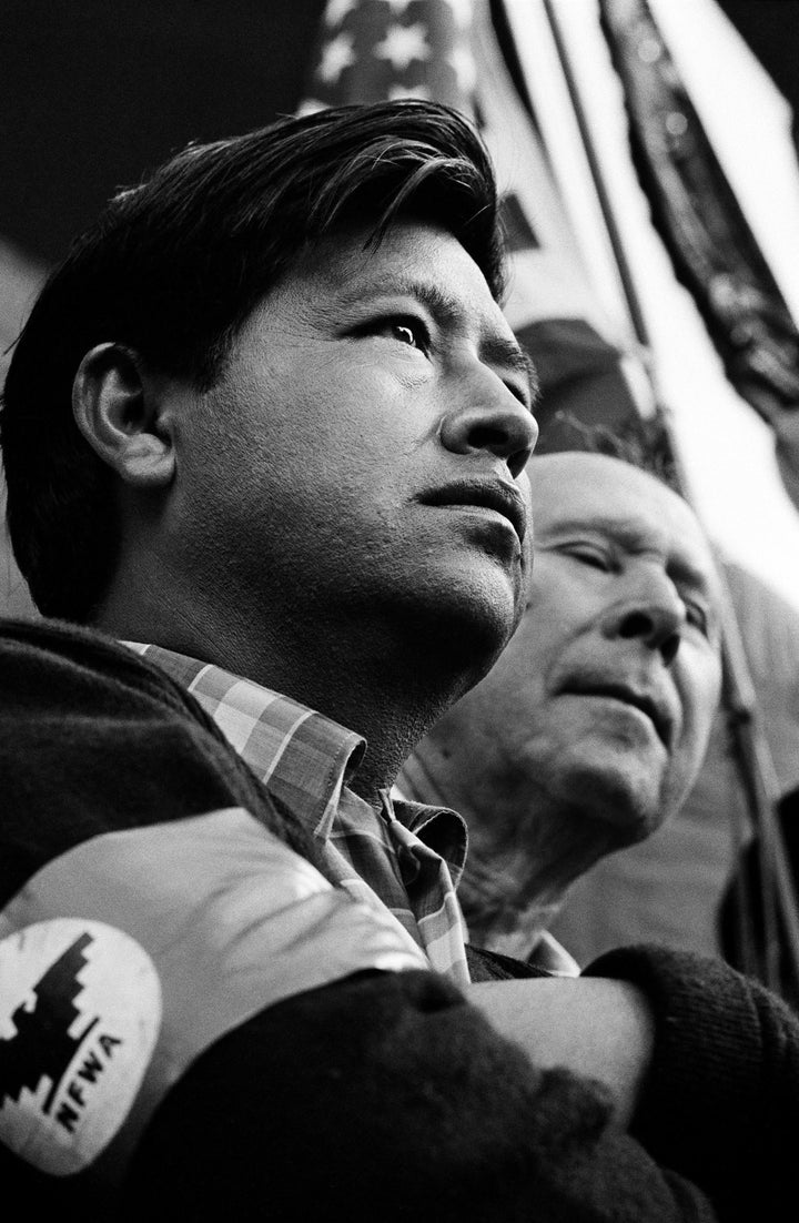 Cesar Chavez during his 300-mile march to the California State Capitol. (Jim Marshall, 1966.)