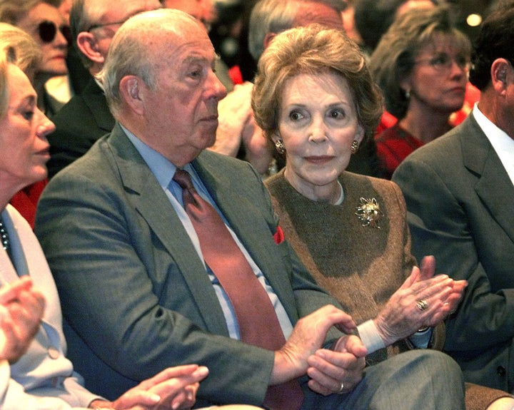 Former Secretary of State George Shultz and former first lady Nancy Reagan.