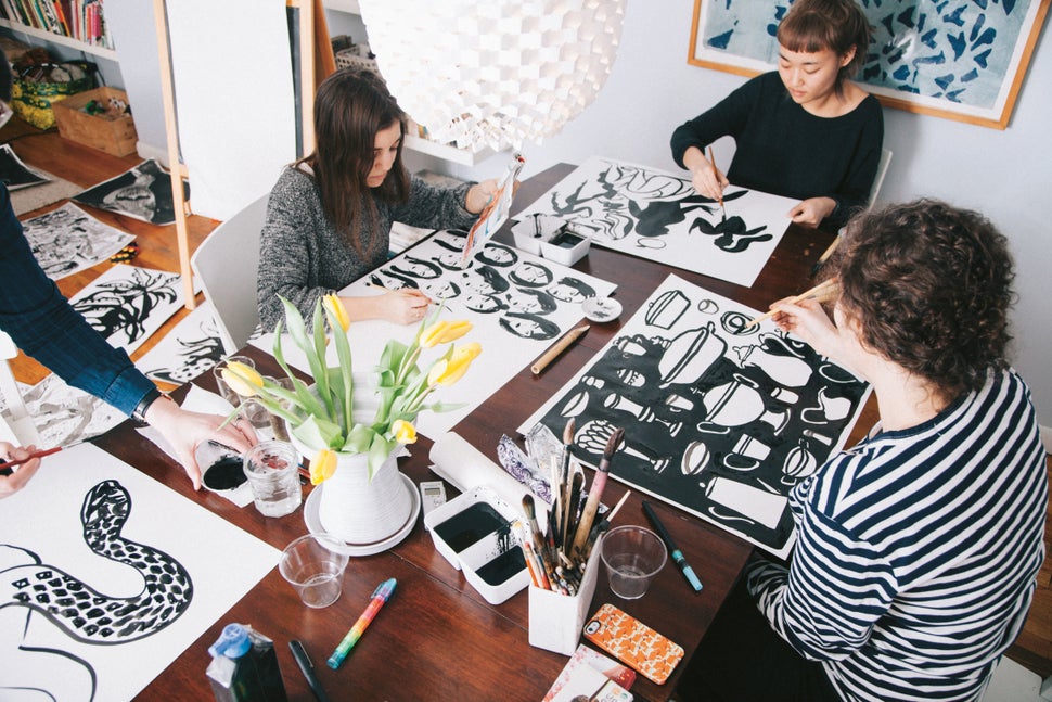 <i>Ladies Drawing Night: Make Art, Get Inspired, Join the Party</i> by Julia Rothman, Leah Goren and Rachael Cole, published