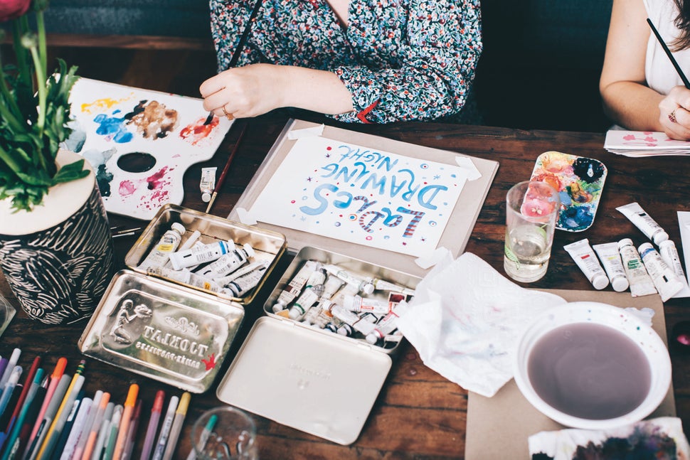 <i>Ladies Drawing Night: Make Art, Get Inspired, Join the Party</i> by Julia Rothman, Leah Goren and Rachael Cole, published