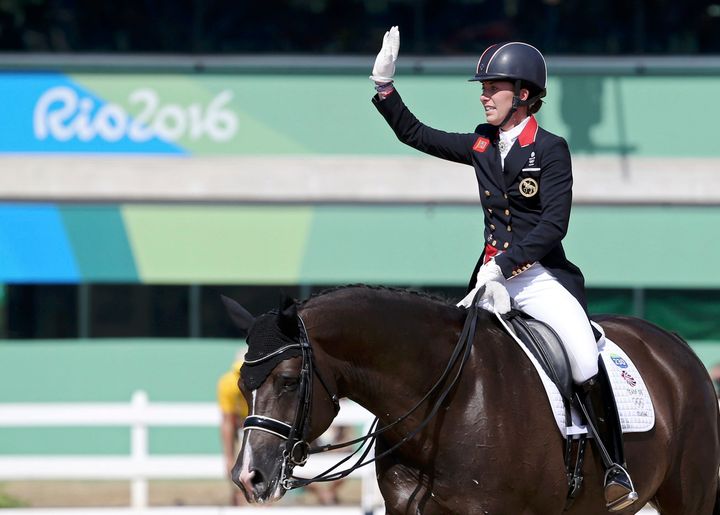 Charlotte Dujardin during her gold-winning performance (above and below)