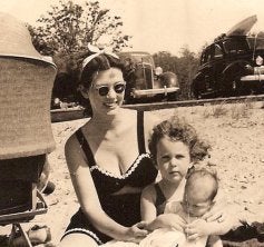 Here I am at the beach with my mom and my sister before I contracted polio.