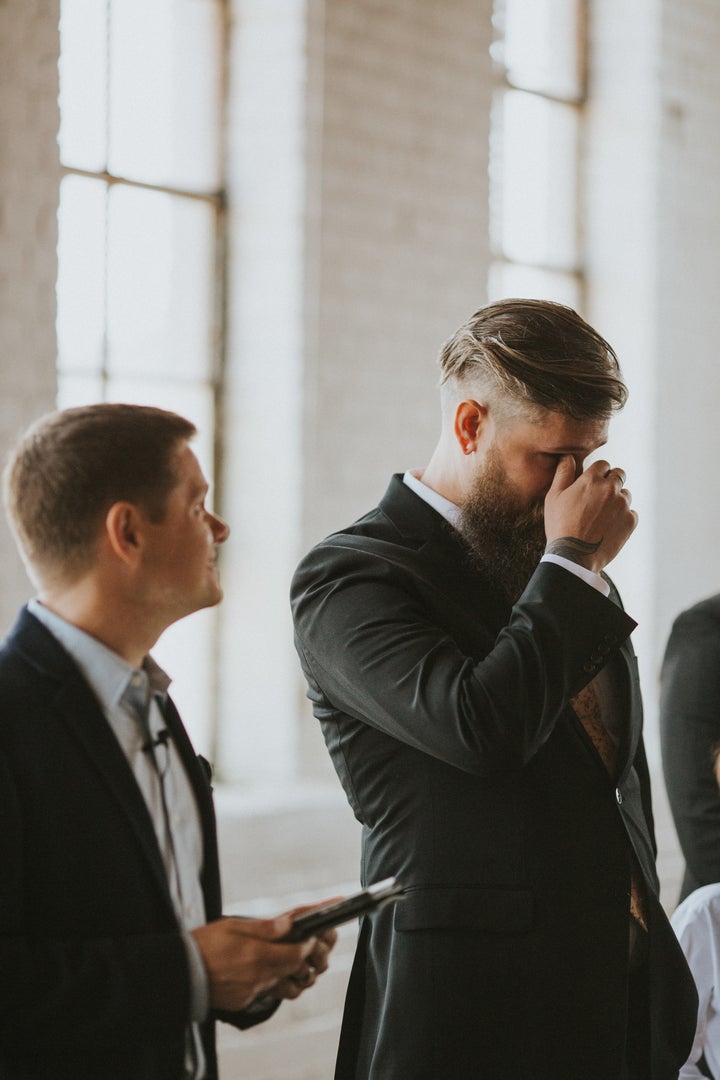 The groom got emotional during the ceremony. 