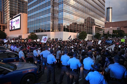 #BlackLivesMatter protesters take to the streets of downtown Atlanta.