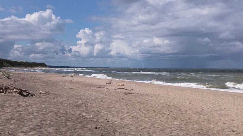 Wide sandy beaches line the Baltic shore of the Spit
