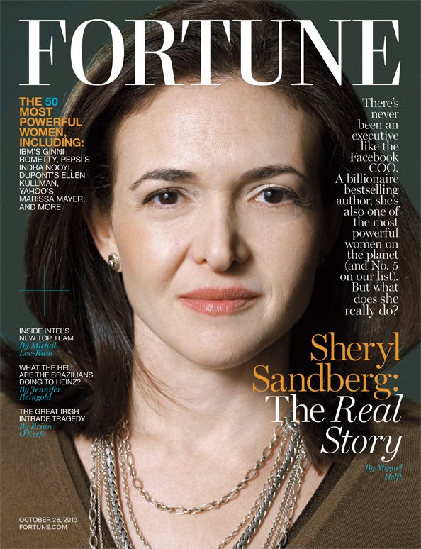 In October 2013, Sandberg was the subject of a <i>Fortune</i> cover story.