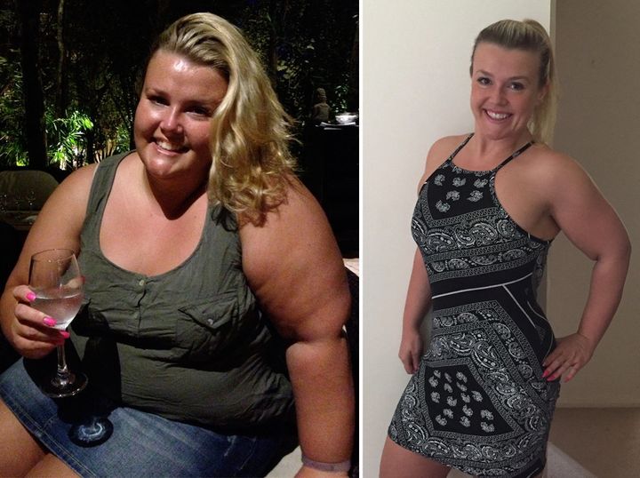 Carli Jay before and after her 10 stone weight loss.