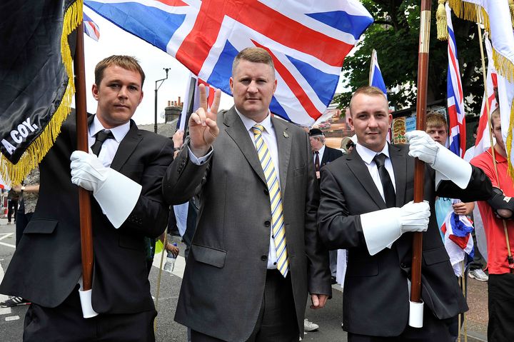 Paul Golding and fellow Britain First activists in Luton in June 2015.